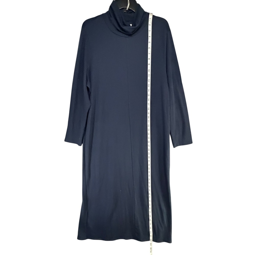 J Jill Pure Jill Luxe Tencel Shift Dress Womens XL Blue Turtleneck Liquid Drape - Picture 10 of 16